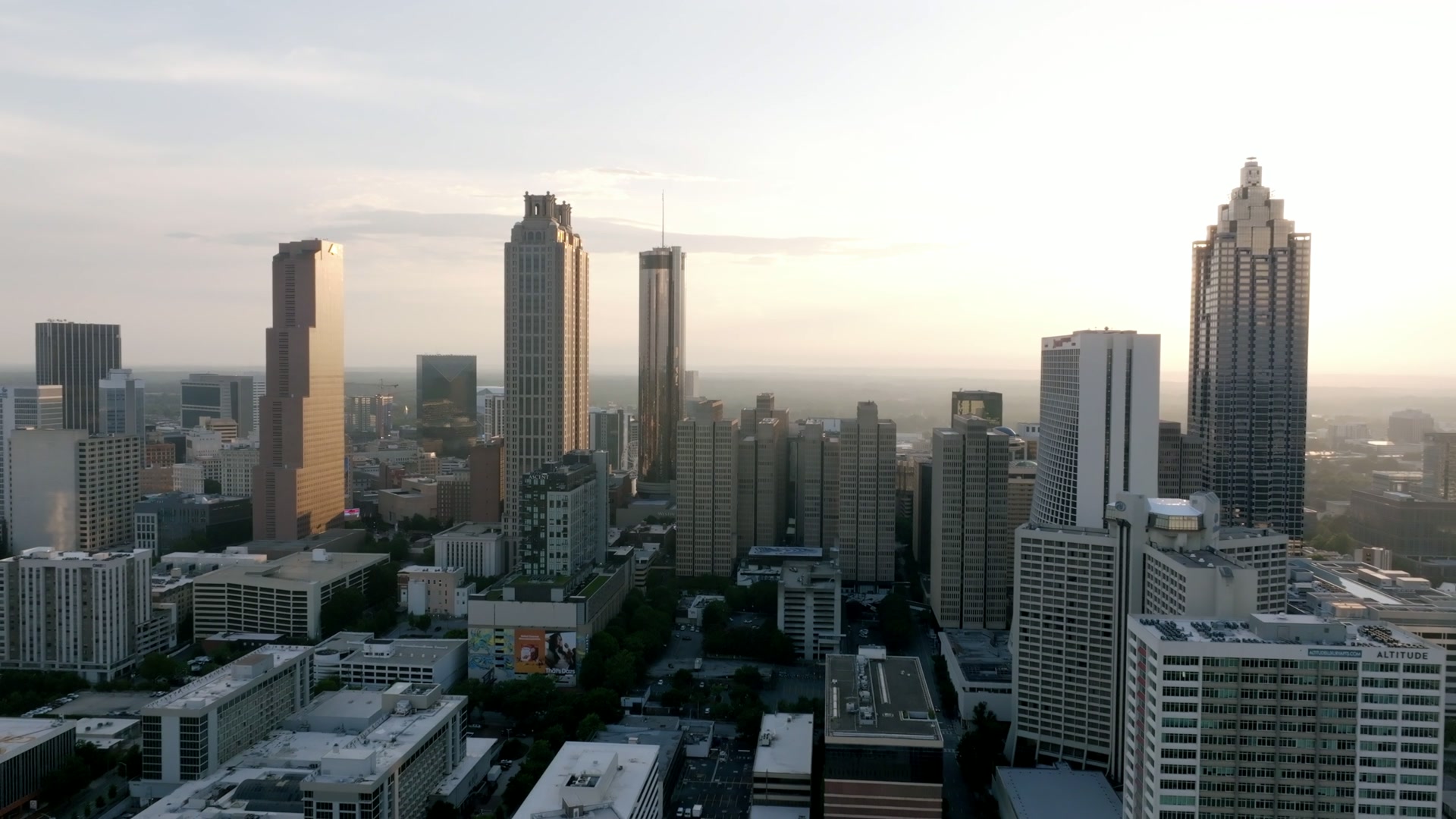 Atlanta skyline in warm evening light